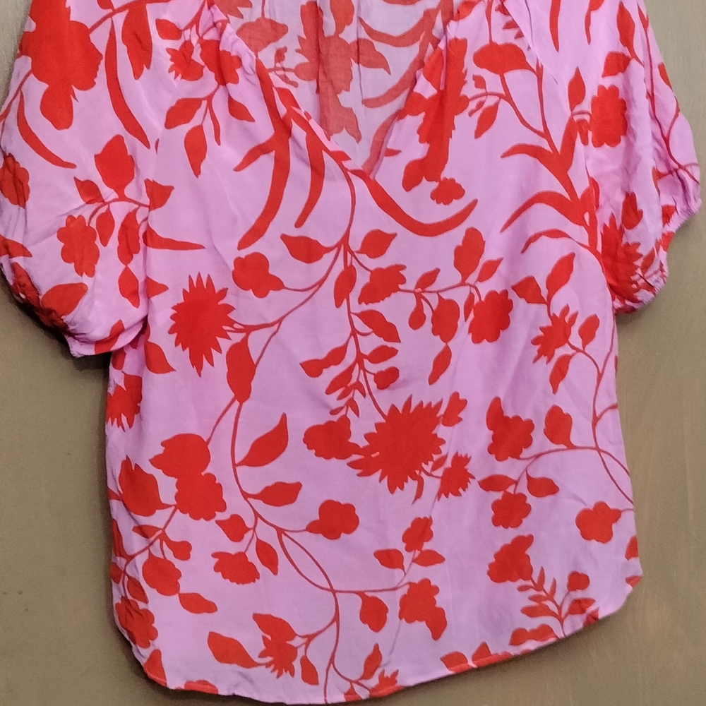 Talbots Pink and Red Floral Blouse